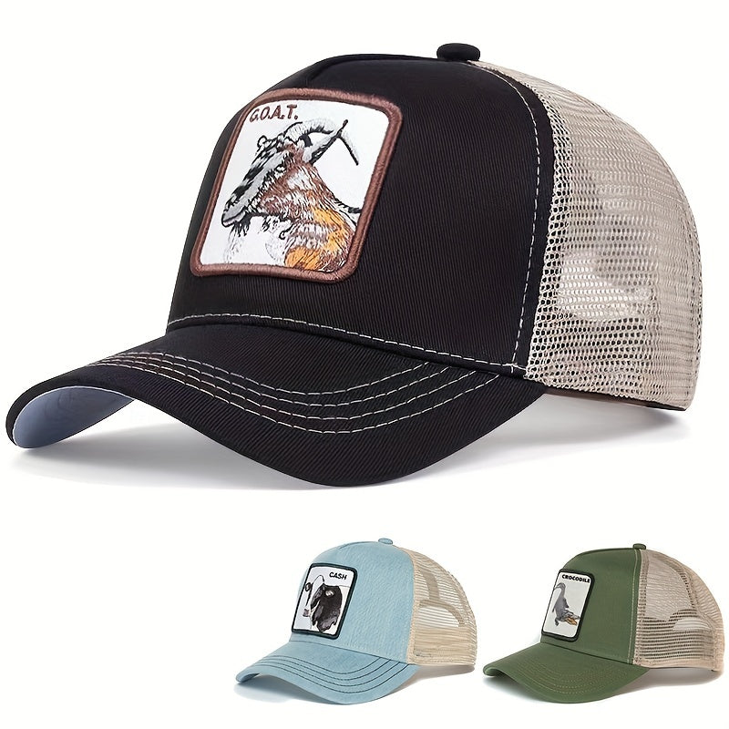 Goat Patch Mesh Trucker Hat Sunshade Baseball Cap Classic Block Dad Hat