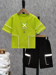 2pcs Boys Luminous Bear T-shirt & Shorts Summer Clothes Sets