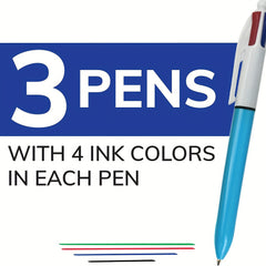 Stylish 4 Ballpoint Pens 1.0mm 4 Colors In 1 Set