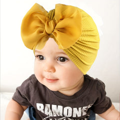 Soft Elastic Flower Baby Hat With Bow for Girl