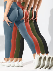 Solid Yoga Butt Lifting Tummy Control Leggings