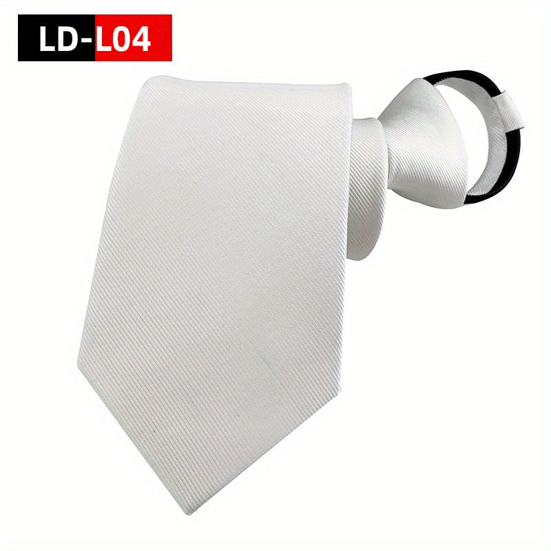 Solid Polyester Men's Zipper Necktie