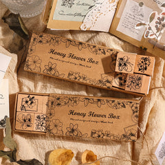 8pcs Vintage Flowers Wooden Rubber Stamps Set - Craft Scrapbook Card Making DIY