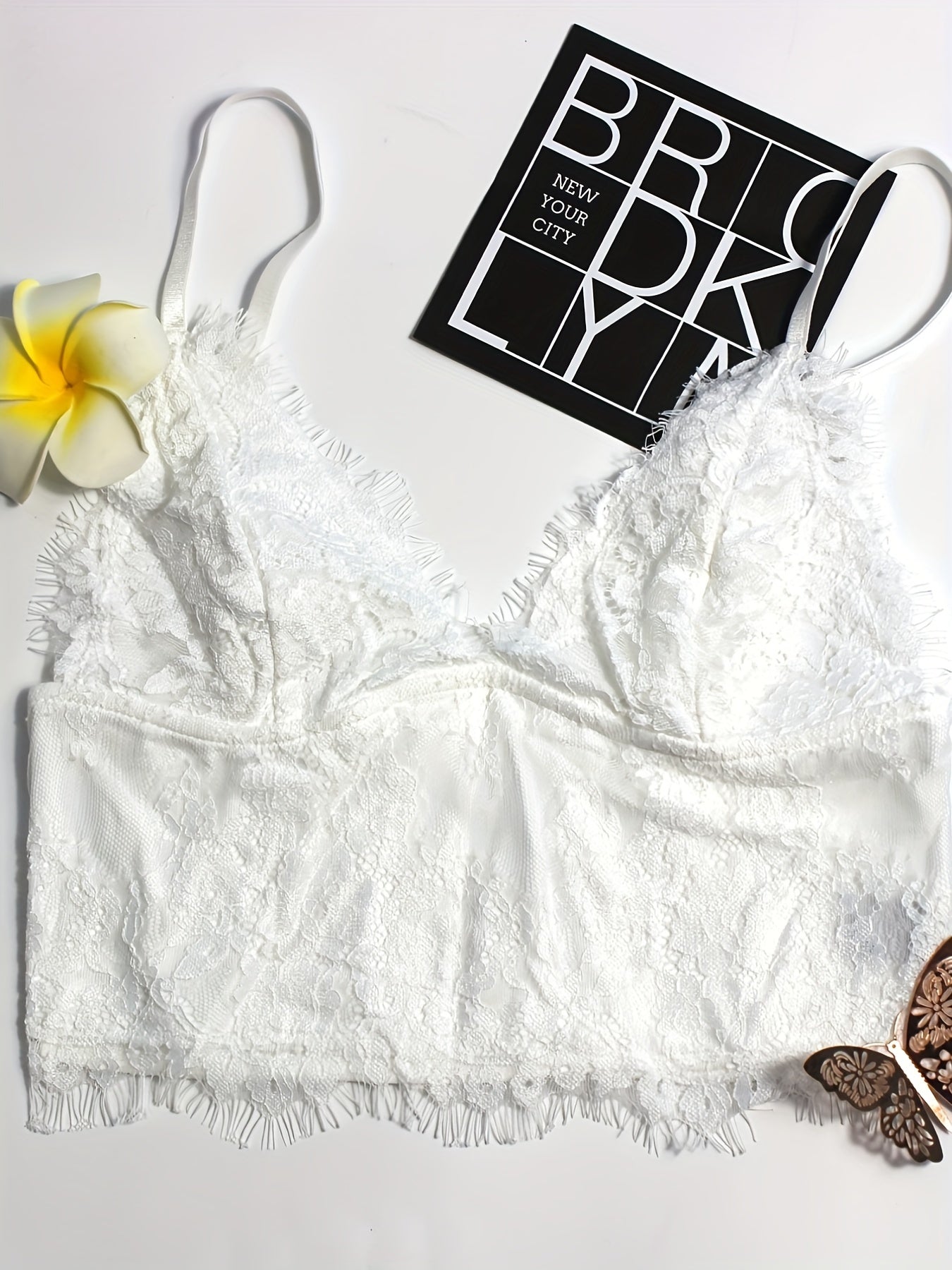 Floral Lace Cami Crop Top Backless Lingerie