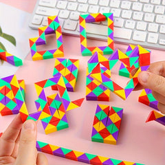 24pcs Mini Snake Cube Puzzle Set Colorful Plastic Magic Snake Toy