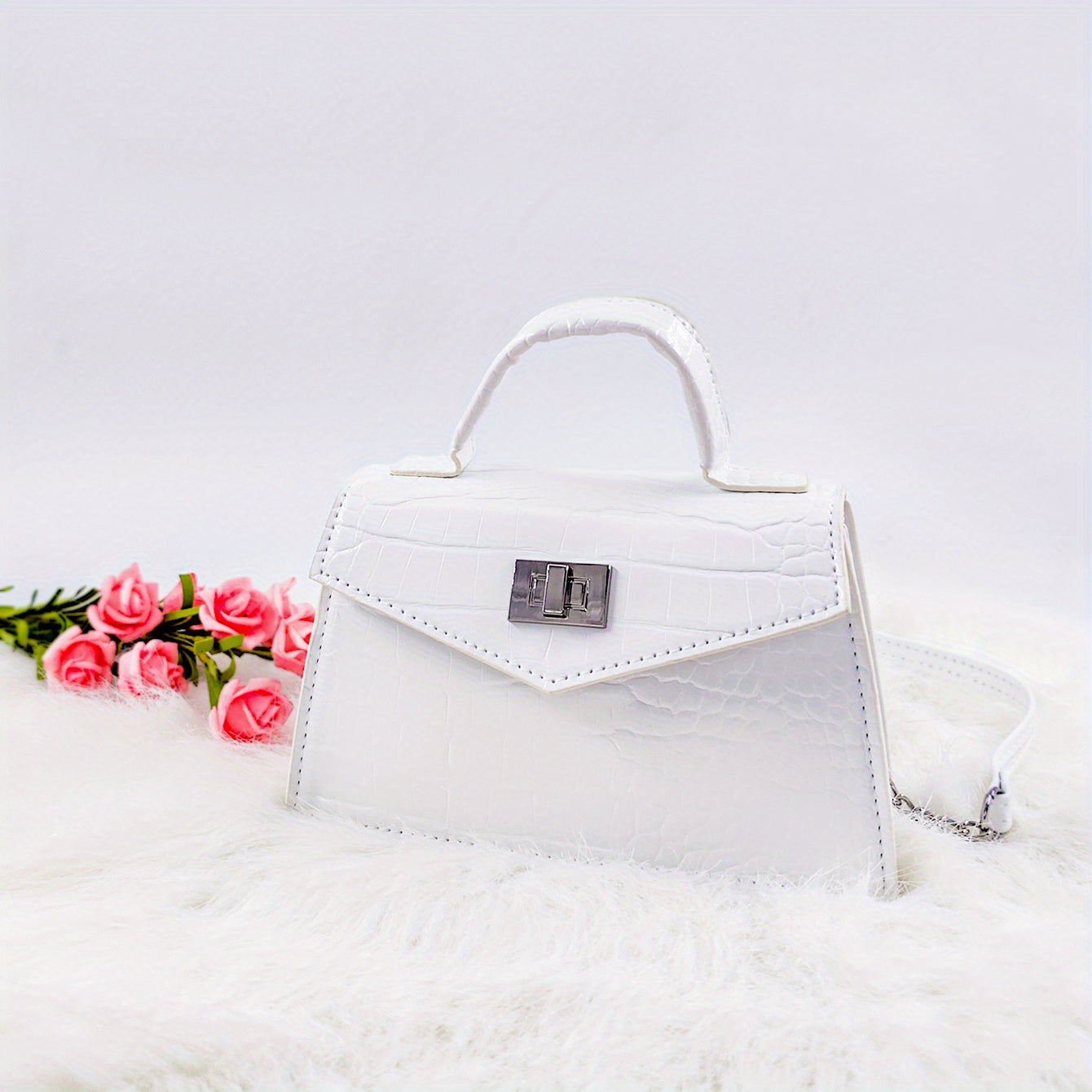Casual Crocodile Pattern Small Handbag For Girls