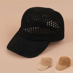Hollow Crochet Baseball Cap Solid Breathable Sports Sun Hat