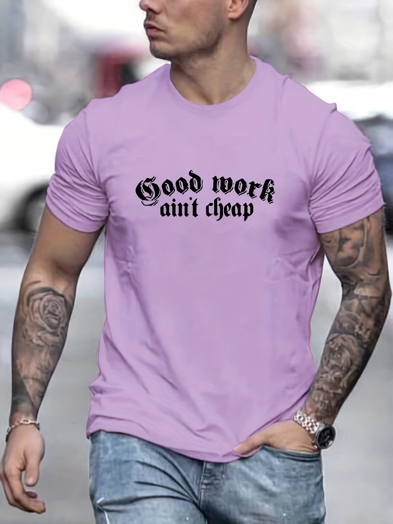 Men's Letter Print T Shirt for Summer Outdoor Activities
