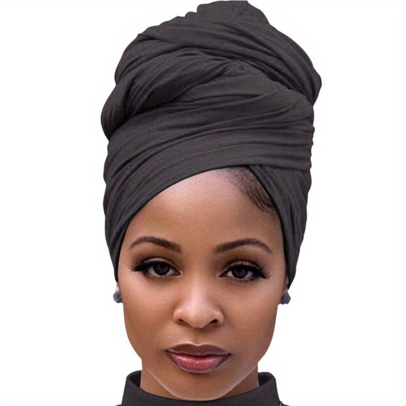 Pleated Head Wrap Big Turban Cap Extra Long Head Scarf