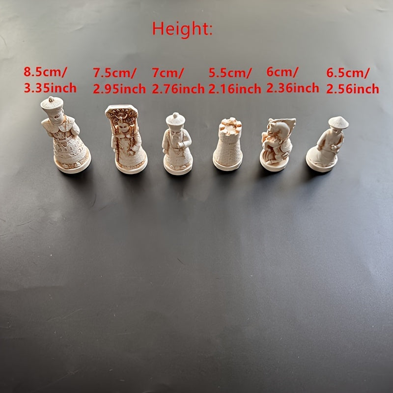 Antique Large Chess Set with Character Modeling Resin Pieces