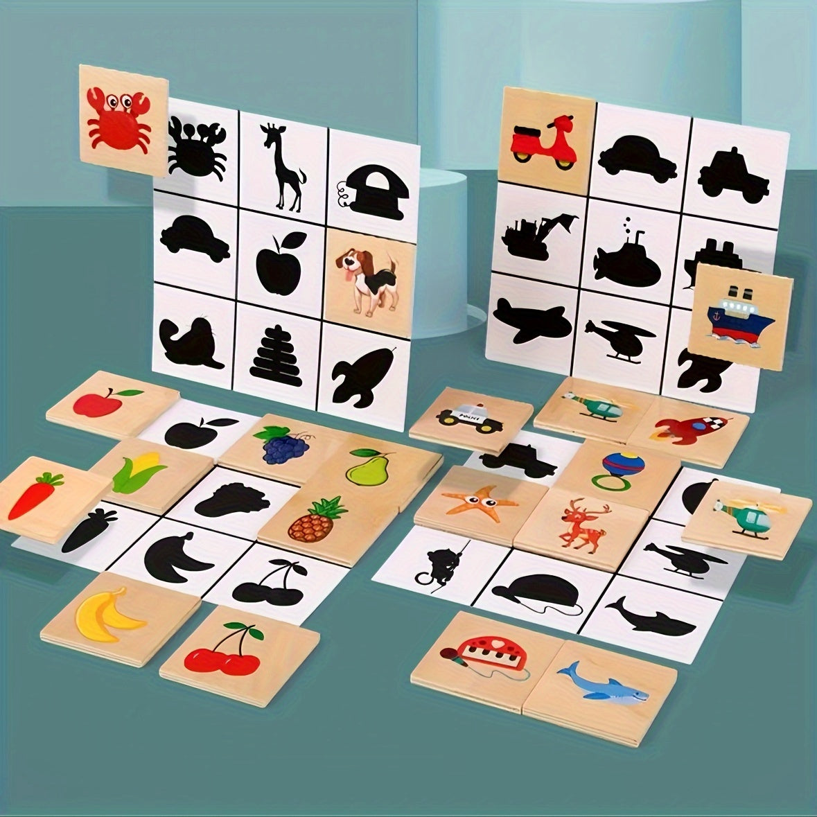 55pcs Matching Puzzle Game Animal Fruit Traffic Early Educational Toys