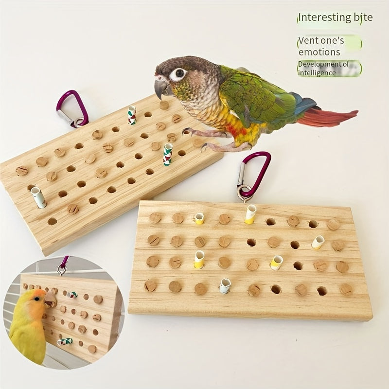 Parrot Bird Chewing Toy 30 Keys Hanging Wood Keyboard Toy