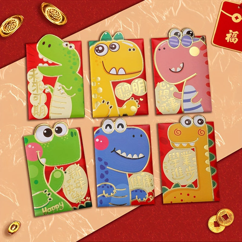 6pcs Year Of The Dragon Lucky Money Envelopes Red Packet Set