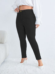 Solid Button Fly Skinny Jeans