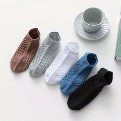 5 Pairs Men's Breathable Mesh Ankle Socks for Sports & Fitness