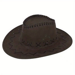 Vintage Knit Polyester Cowboy Hat for Outdoor Sunshade