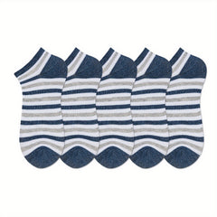 5 Pairs Striped Ankle Socks Women's Sports Stockings