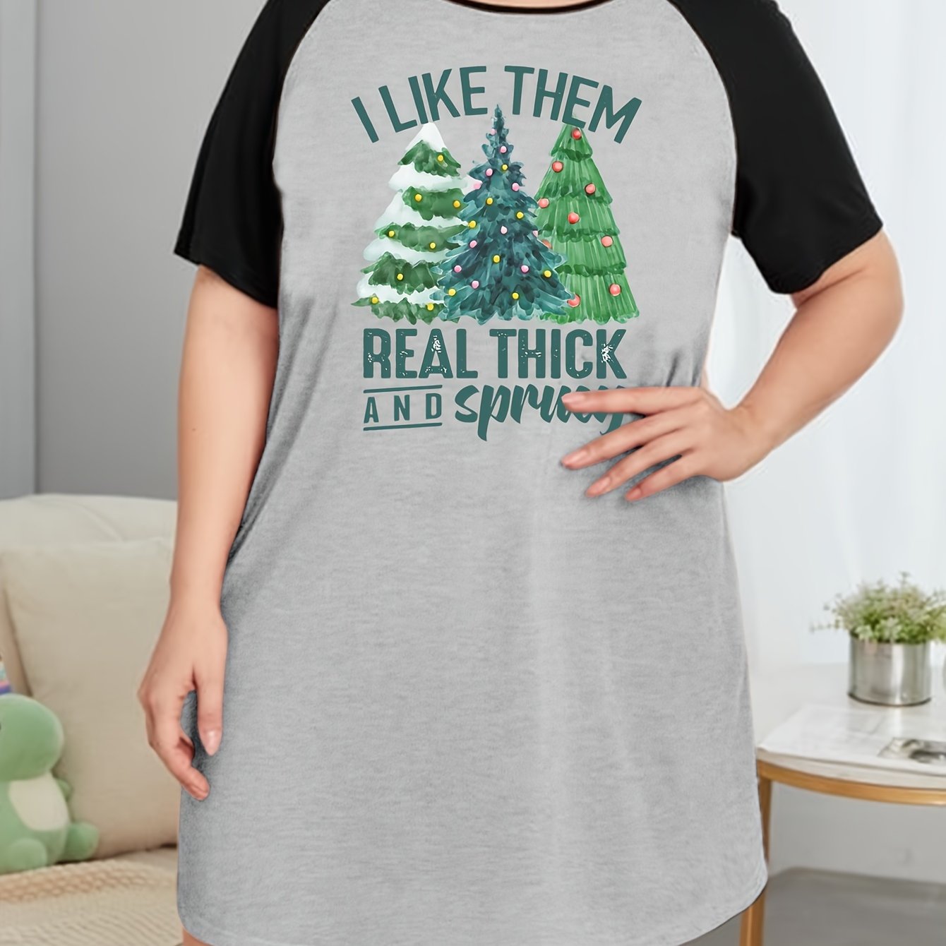 Christmas Casual Nightdress Women's Tee Sleep Dress