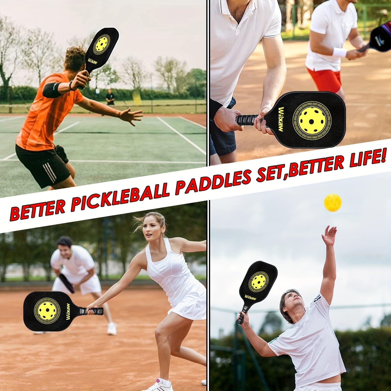 Pickleball Racket Set with Paddles, Balls, Sweatbands, Ball Pickers