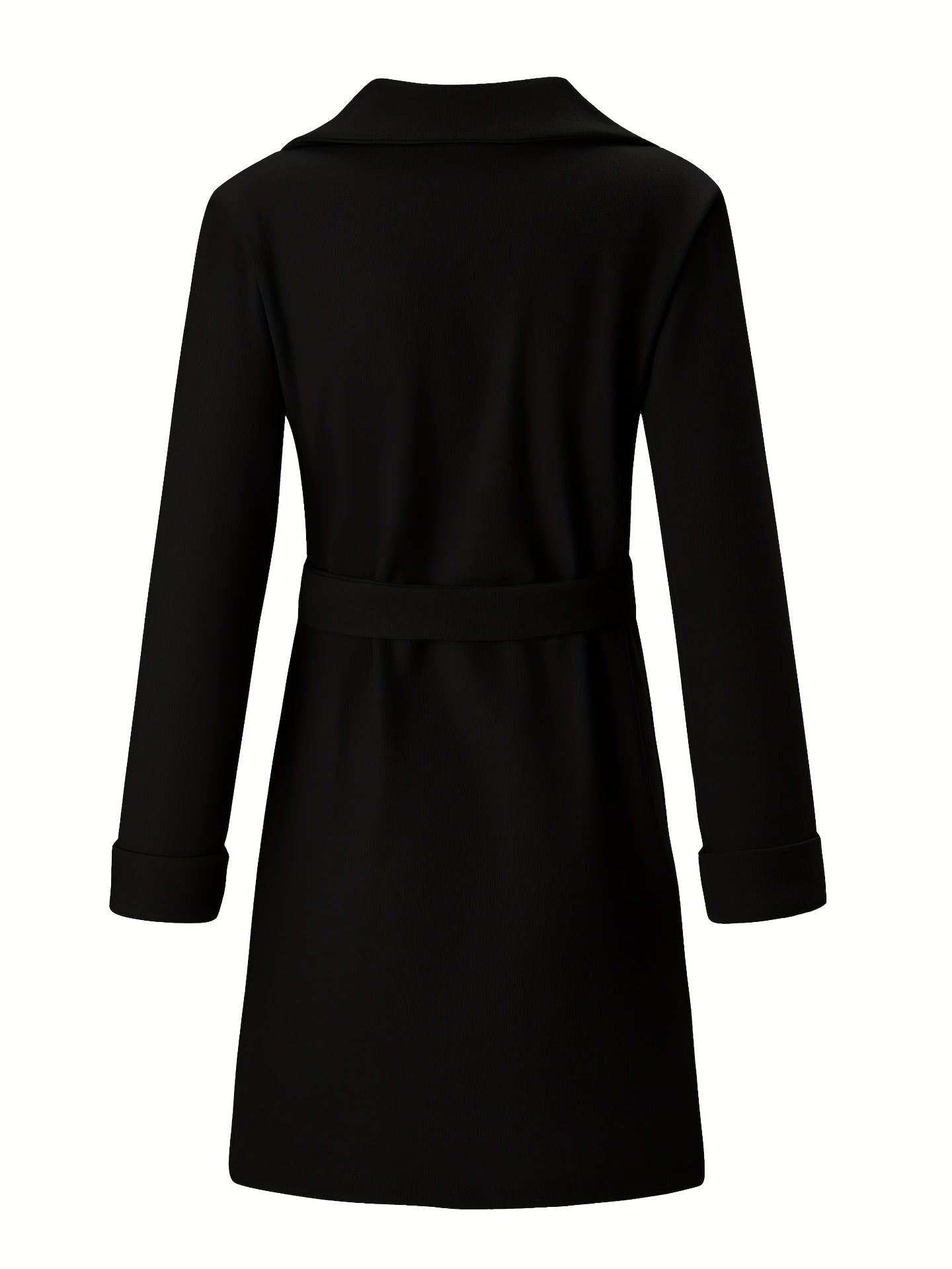 Lapel Neck Belted Coat Long Sleeve Coat For Fall & Winter Women's Clothing