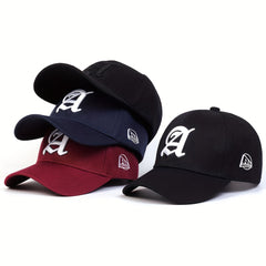 Unisex Breathable Baseball Cap With Letter A Embroidery