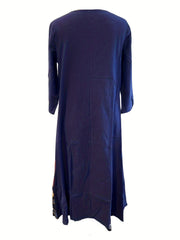 Ethnic Print Boho Maxi Dress 3/4 Sleeve Crew Neck Women's Clothing