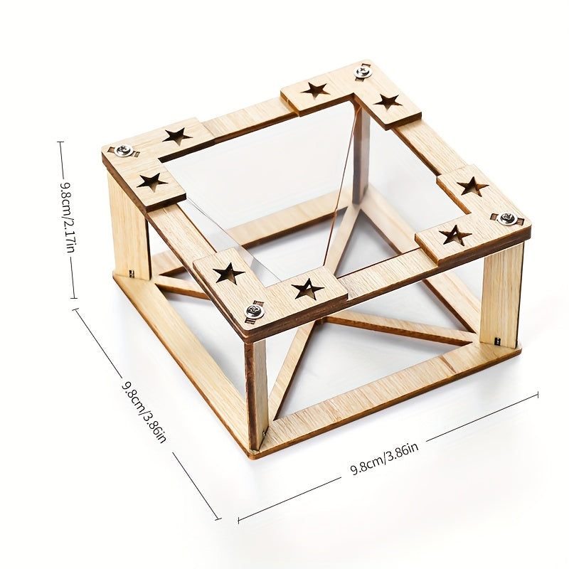 Wooden Puzzle Assembly Toy 3D Holographic Projector DIY Technology