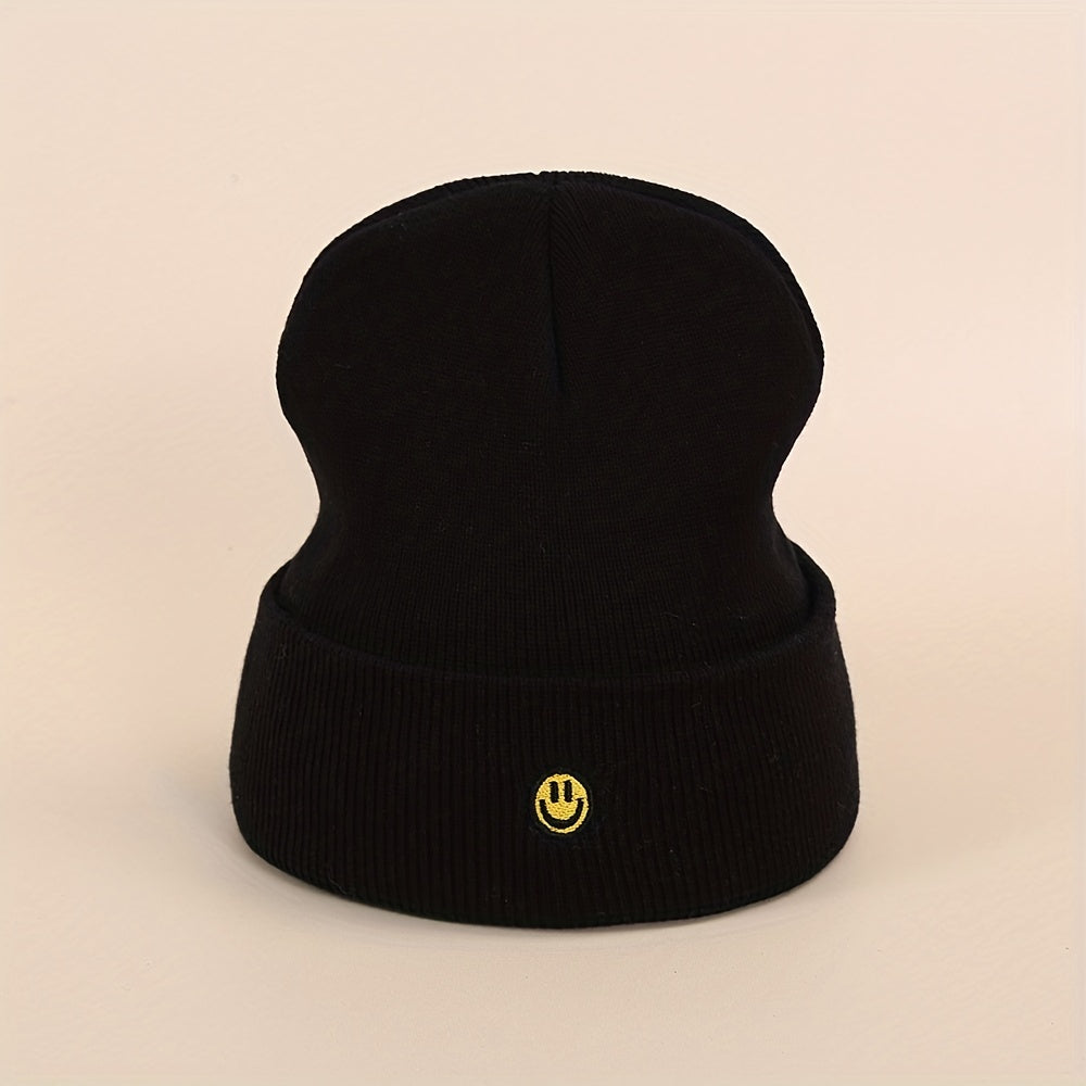 Sport Knit Beanie Hat with Smile Embroidered Warm Ski Cold Hat