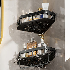 Adhesive Corner Shelf Wall Mounted with Hooks for Kitchen Bathroom