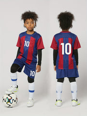 Kids Striped Soccer Jersey & Shorts Set, Quick Dry, Stretchy