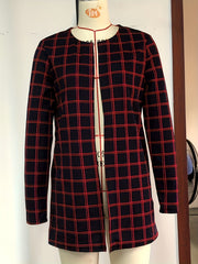 Plaid Open Front Jacket Long Sleeve for Fall
