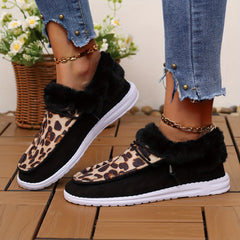 Leopard Slip On Low Top Round Toe Lace Up Casual Shoes