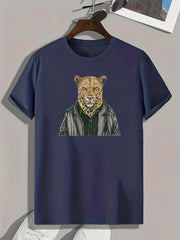 Leopard Print Men's Graphic T-shirt Casual Comfy Tees For Summer