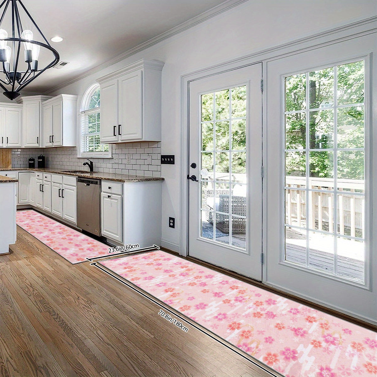 2x10ft Spring Pink Cherry Blossoms Rug Hand Washable Polyester Mat