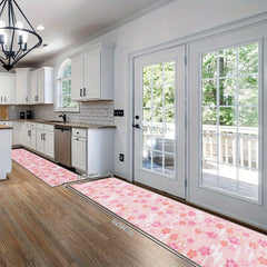 2x10ft Spring Pink Cherry Blossoms Rug Hand Washable Polyester Mat