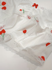 Cherry Print Pajama Set with Lace Trim Cami Top & Shorts