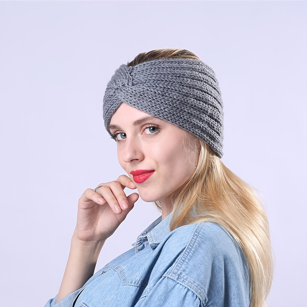 Knit Headbands Ear Warmers Elastic Turban Head Wraps Solid Hair Band