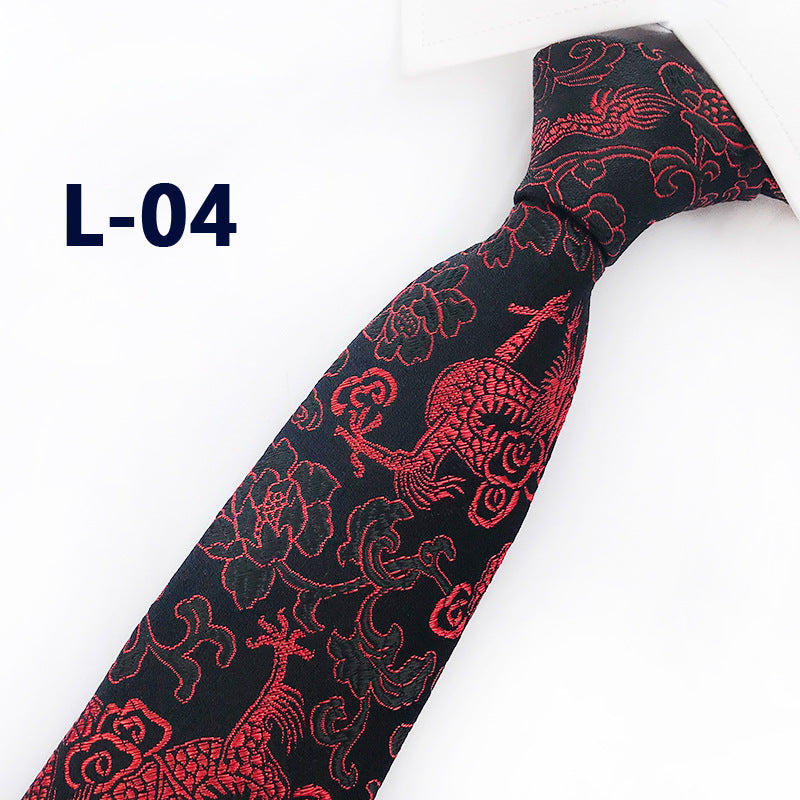 Men's Red Dragon Embroidered Tie