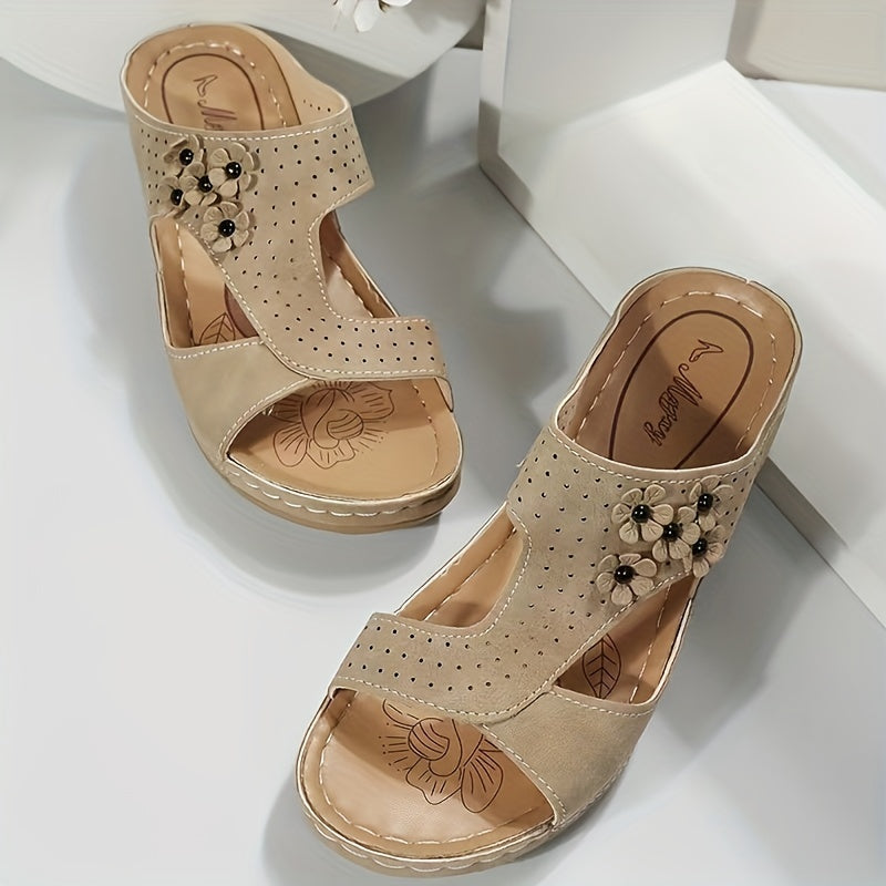 Women's Faux Leather Beach Sandals - Breathable & Comfortable