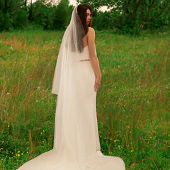 Bride Veil With Hair Comb Wedding Dress Artificial Pearl Trailing Veil