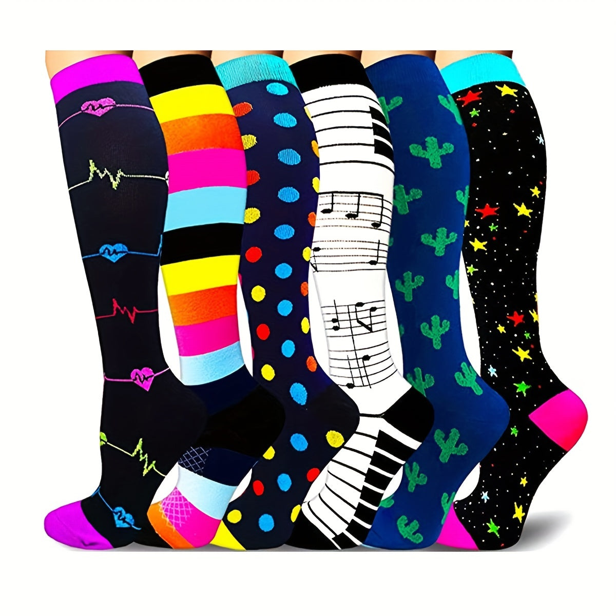 6 Pairs Men's Compression Sport Socks Sweat Absorbing Breathable Socks