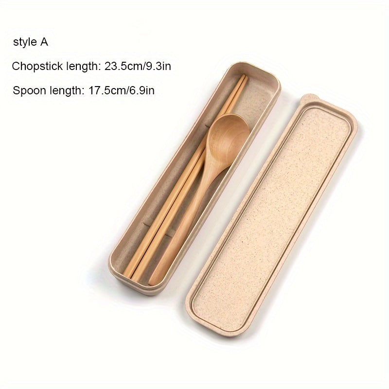 Portable Wooden Tableware Set with Storage Box