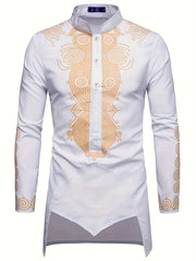 Men's African Traditional Long Sleeve Print Dashiki