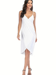 V Neck Cover Up Dress Backless Beachwear Cover Up Women's Swimwear