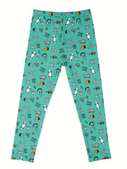 Cartoon Rainbow Print Skinny Leggings, Soft Comfy Tights Pants