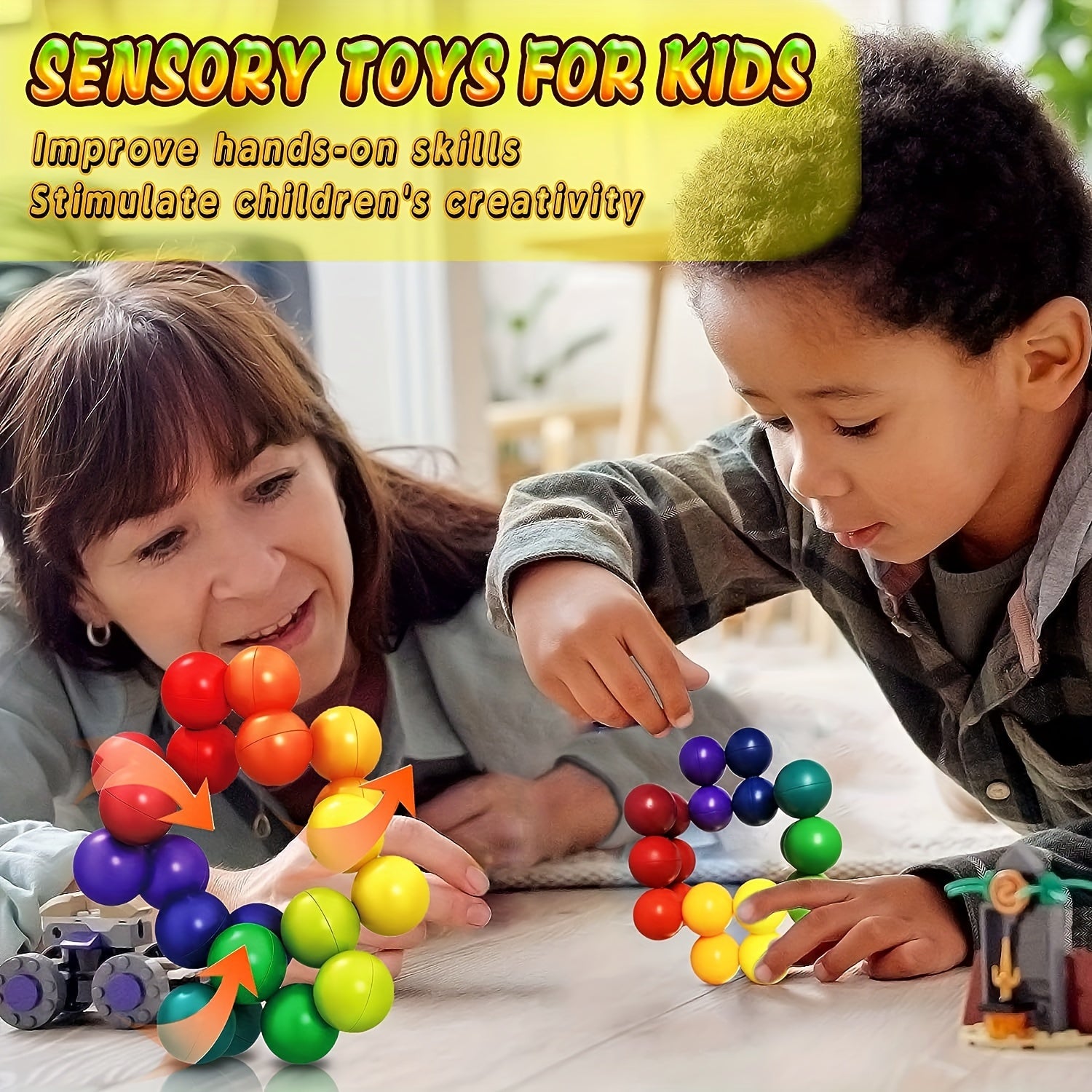 Autism Sensory Toys For Kids - Inseparable Rainbow Ball - Fidget Toys Adults