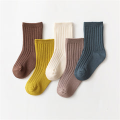 5pairs Baby Knit Ribbed Socks for Autumn and Spring