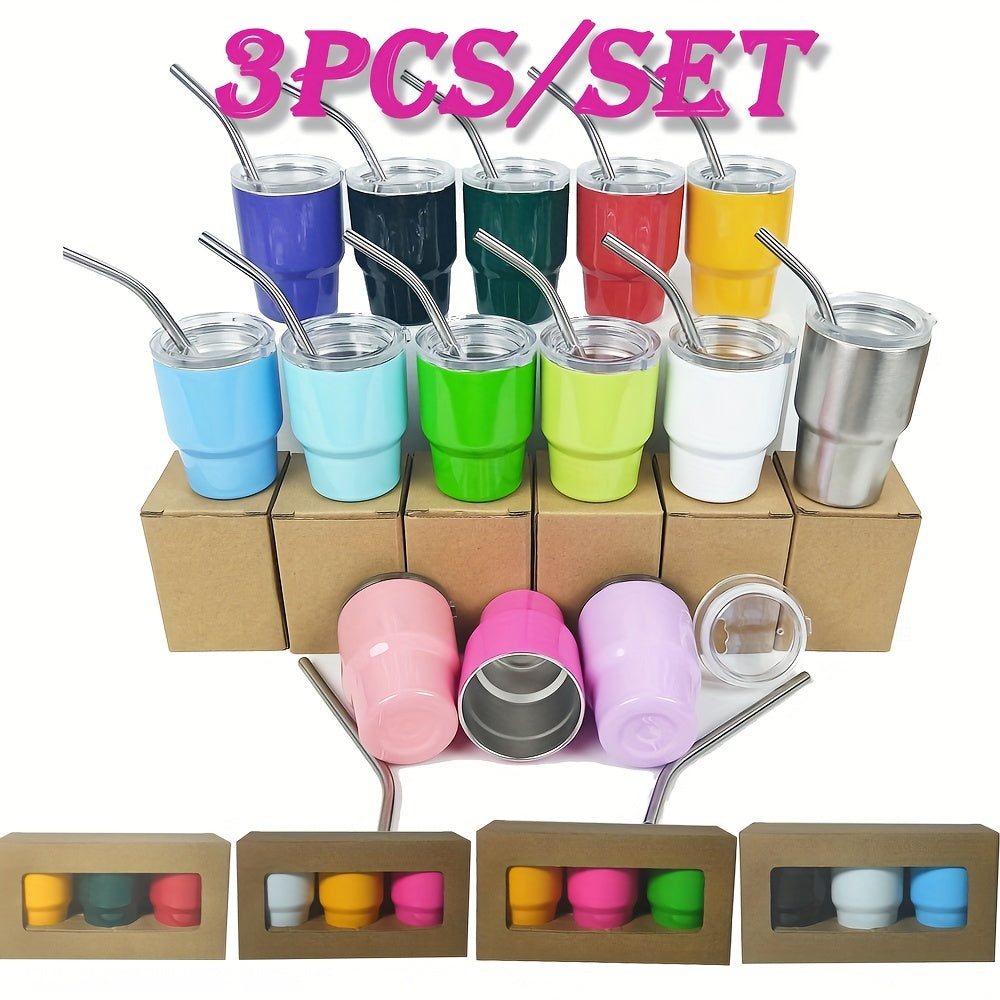 3pc Mini Stainless Steel Vacuum Cup 60ml Portable Lightweight Mug Cup