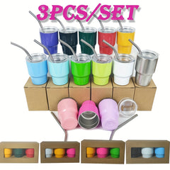 3pc Mini Stainless Steel Vacuum Cup 60ml Portable Lightweight Mug Cup