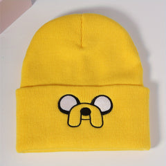 Yellow Dog Cartoon Beanie Unisex Warm Skull Cap Elastic Knit Hat Soft Ski Hats